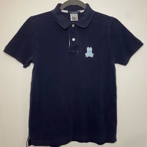 Psycho Bunny Mens Navy Blue Polo Shirt w/ Blue Bunny Size 3(XS)